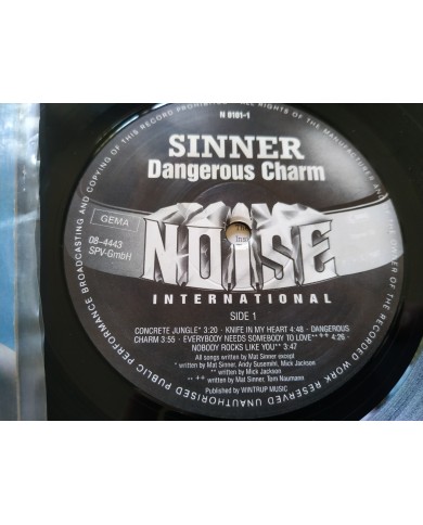 Sinner Dangerous Charm N0101-1 1987 First Press - LP Vinilo 12" VG/VG Mg Am