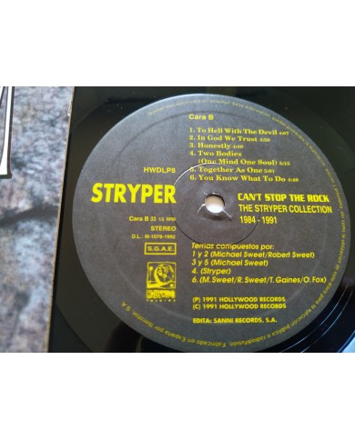 Stryper Can?t Stop The Rock HWDLP8 1991 First Press LP Vinilo 12" VG/VG Mg Am