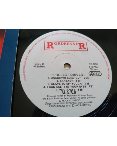 Tony Macalpine Project Driver RR9632 1987 First Press LP Vinilo 12" VG/VG Mg
