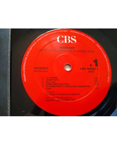 Warrant Dirty Rotten Filthy Stinking 1989 First Press LP Vinilo 12" VG/VG Mg Am