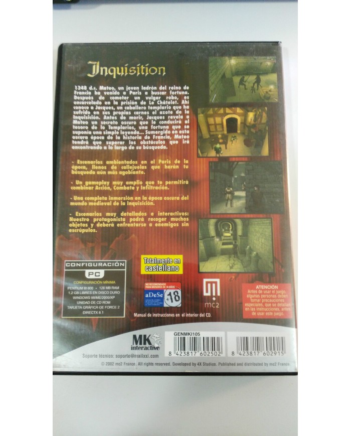 INQUISITION JUEGO PC ESPAÑOL 2 X CD-ROM MK INTERACTIVE MC2