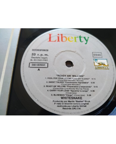 Whitesnake Ready And Willing 1980 Spain First Press - LP Vinilo 12" VG/VG Mg