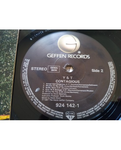 Y&T Contagious 924142-1 1987 German First Press - LP Vinilo 12" VG/VG Mg Am