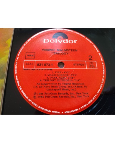 Yngwie J Malmsteen Trilogy 1986 8310731 First Press - LP Vinilo 12" VG/VG Mg Am