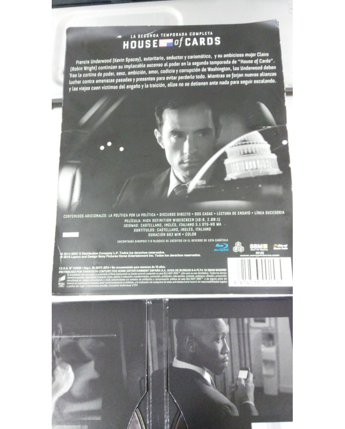 HOUSE OF CARDS TEMPORADA 2 VOL 2 - 13 CAPITULOS BLU-RAY REGION A-B-C DELUXE - 3T