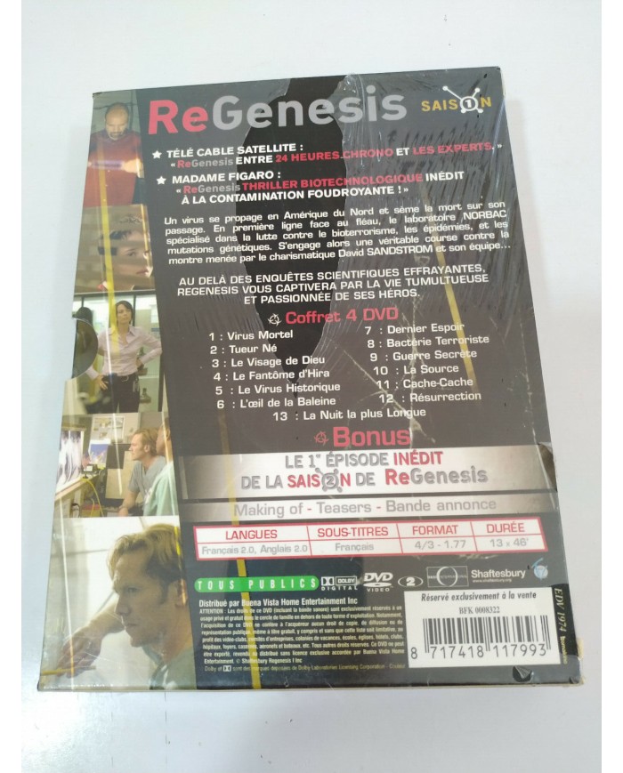 REGENESIS COMPLETE SEASON 1 - COFFRET 4 x DVD ENGLISH FRANCAIS - AM