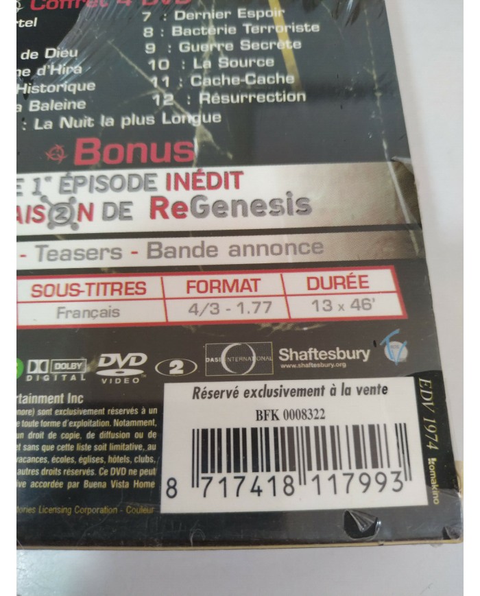 REGENESIS COMPLETE SEASON 1 - COFFRET 4 x DVD ENGLISH FRANCAIS - AM
