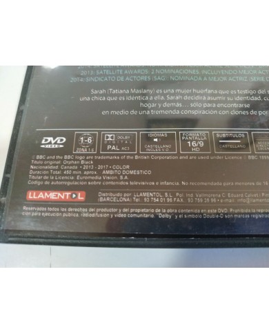 Orphan Black Tercera Temporada 3 Completa Serie TV - 3 x DVD Espa?ol Ingles - 3T