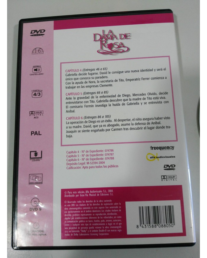 LA DAMA DE ROSA TELENOVELA VOLUMEN 2 DVD CAPITULOS 4-6 JEANETTE RODRIGUEZ MATA
