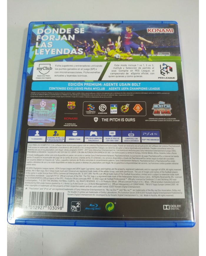 PES 2018 Pro Evolution Soccer Konami - Juego PS4 Edicion Espa?a PAL - 3T