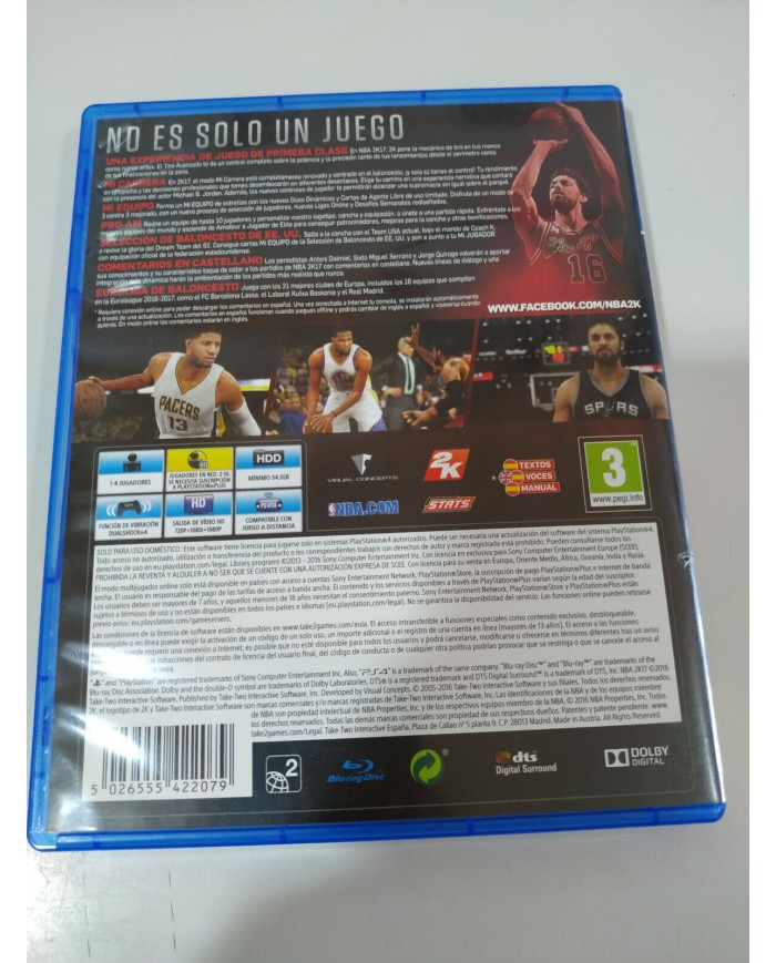 NBA 2K17 NBA 2K Sports Pau Gasol - Juego PlayStation 4 PS4 Sony - 3T