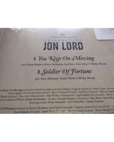 Jon Lord Celebrating You Keep On Moving 2014 - Single LP Vinilo 7" Nuevo