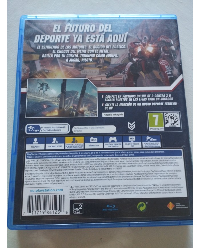 RIGS Mechanized Combat League VR Sony - Juego PS4 Edicion España PAL Am