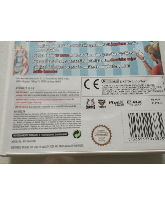 Mi Gran Fiesta de Cumplea?os 2K Play - Juego para NINTENDO WII