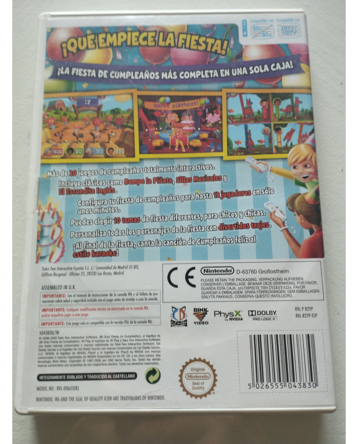 Mi Gran Fiesta de Cumplea?os 2K Play - Juego para NINTENDO WII