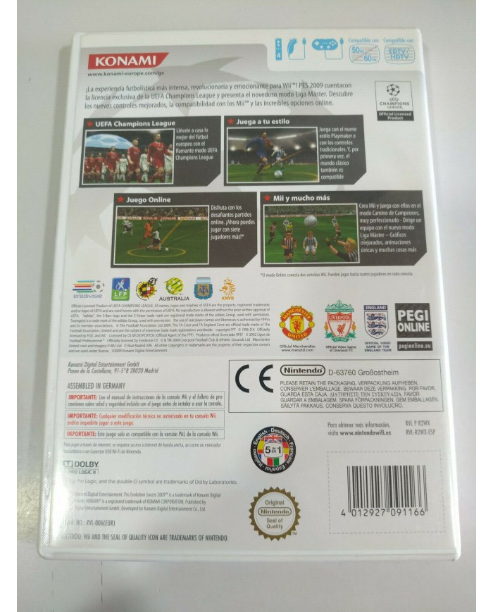 PES 2009 Pro Evolution Soccer Messi Konami - Juego Wii Nintendo PAL - 2T