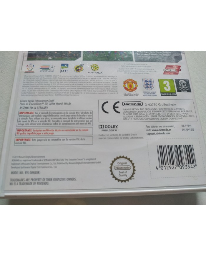 PES 2011 Pro Evolution Soccer Konami - Juego para Wii Nintendo PAL