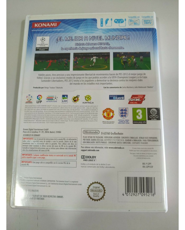 PES 2012 Pro Evolution Soccer Ronaldo Konami - Juego Wii Nintendo PAL - 3T