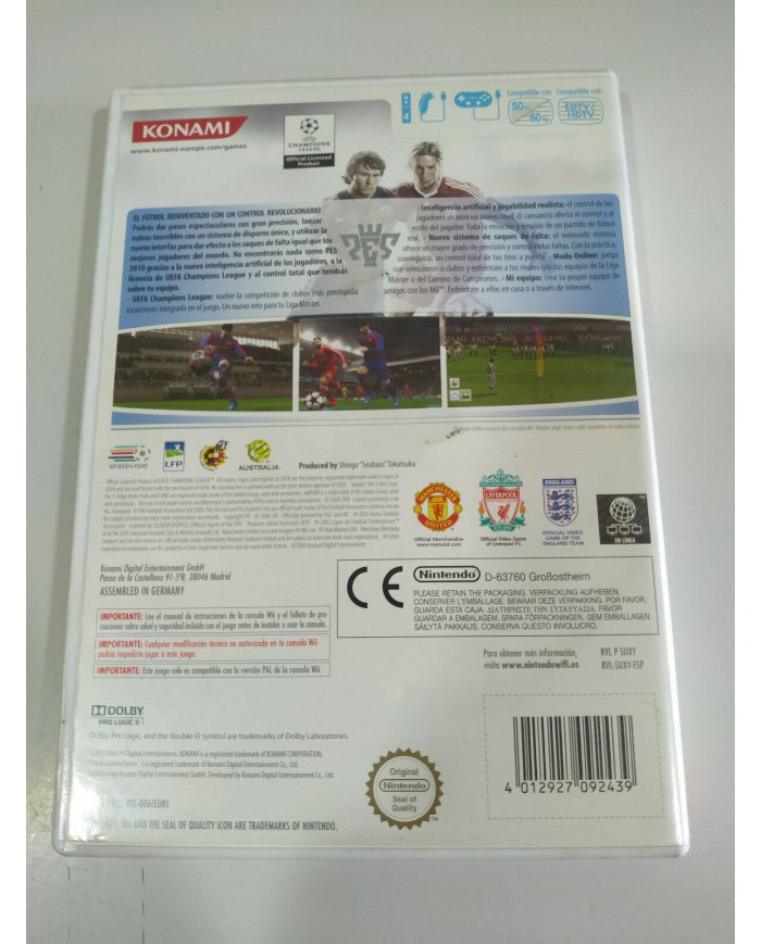 PES 2010 Pro Evolution Soccer Messi Konami - Juego Wii Nintendo PAL - 2T