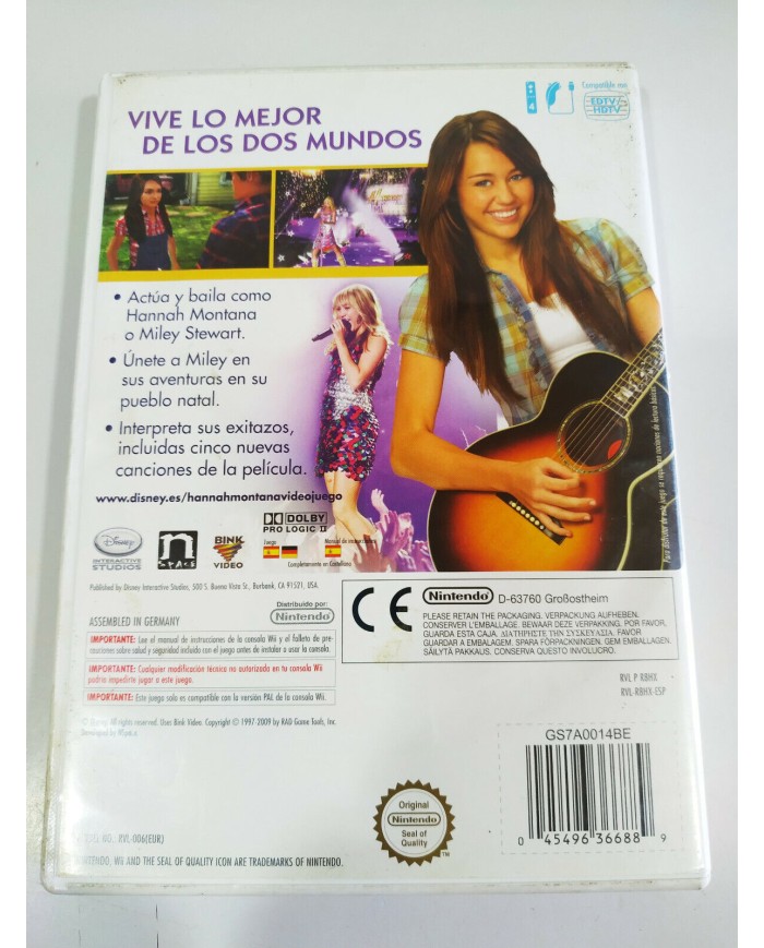 Hannah Montana La Pelicula Disney - Juego Wii Nintendo PAL - 2T