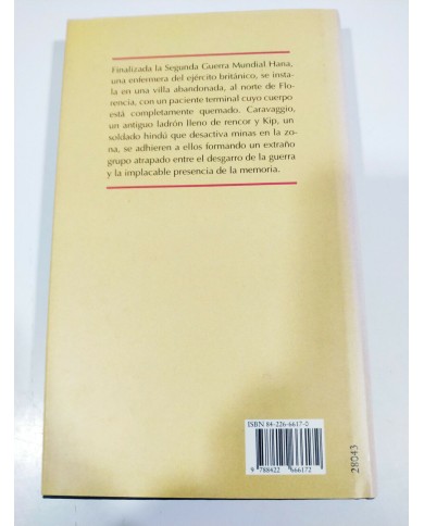 EL PACIENTE INGLES MICHAEL ONDAATJE LIBRO TAPA DURA CIRCULO DE LECTORES Am
