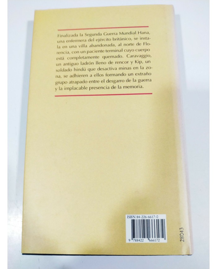 EL PACIENTE INGLES MICHAEL ONDAATJE LIBRO TAPA DURA CIRCULO DE LECTORES Am