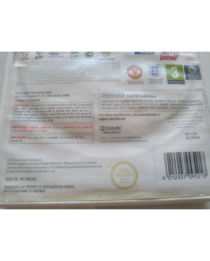 PES 2012 Pro Evolution Soccer Ronaldo Konami - Juego Wii Nintendo PAL Espa?ol