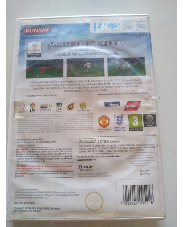 PES 2012 Pro Evolution Soccer Ronaldo Konami - Juego Wii Nintendo PAL Espa?ol
