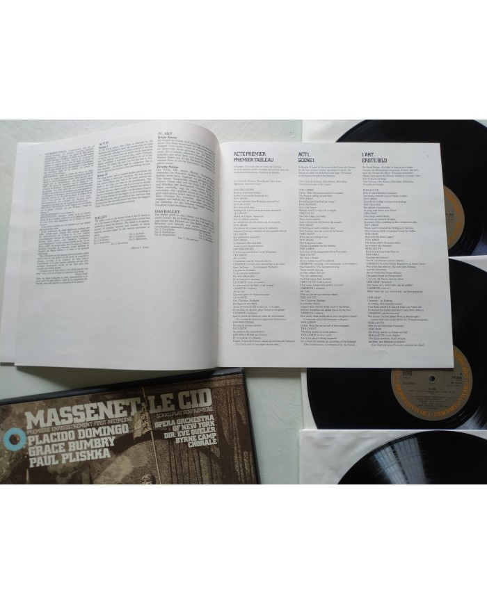Jules Massenet Le Cid Domingo CBS 1977 Box 3 x LP + Libreto 12" Vinilo VG/VG
