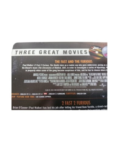 FAST AND FURIOUS + 2 FAST 2 FURIOUS + TOKYO DRIFT TRILOGY 3 X DVD STEELBOOK - AM