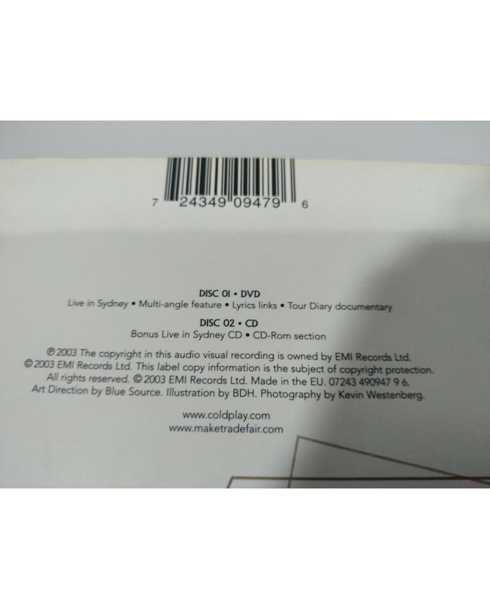 DVD COLDPLAY LIVE 2003 - CD + DVD - Sydney - AM