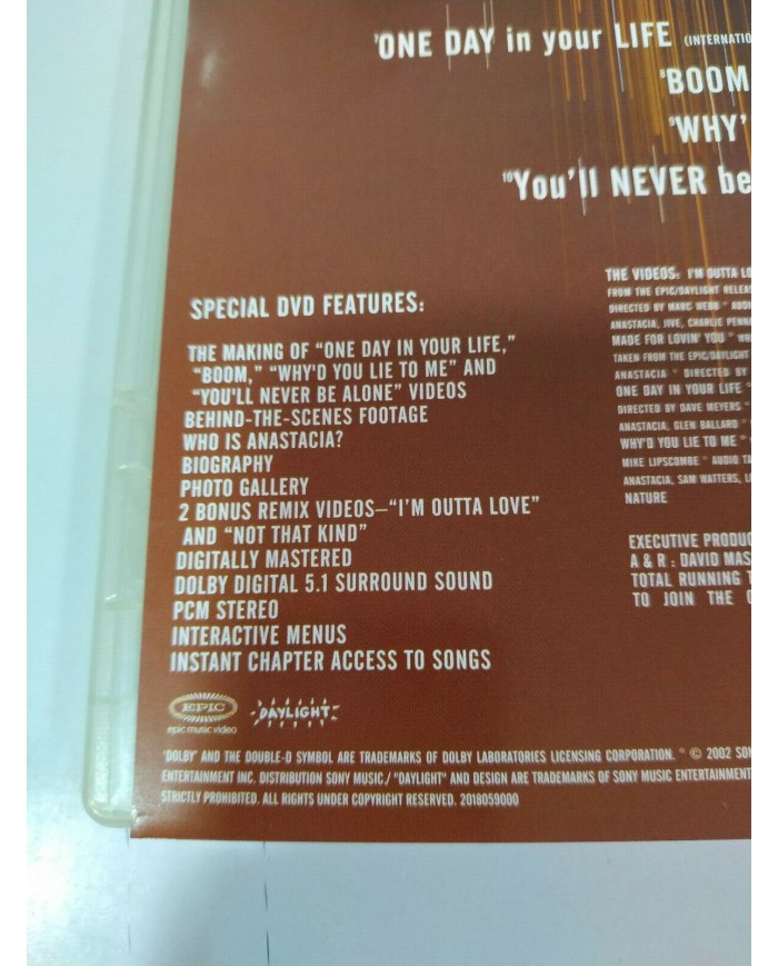 ANASTACIA - THE VIDEO COLLECTION - DVD 2002 - PLUS SPECIAL FEATURES - AM