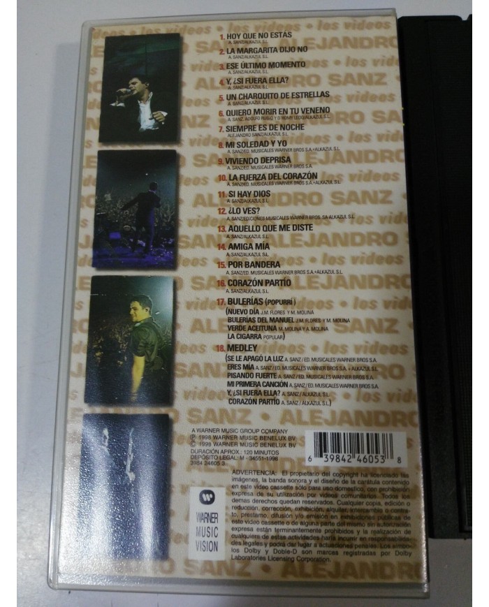 ALEJANDRO SANZ - EL CONCIERTO TOUR MAS 98 - VHS CINTA TAPE - 1998 CASTELLANO Am