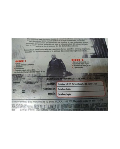 LA JUNGLA DE CRISTAL 4.0 DIE HARD 4.0 - 2 DVD STEELBOOK ESPAÑOL ENGLISH - AM