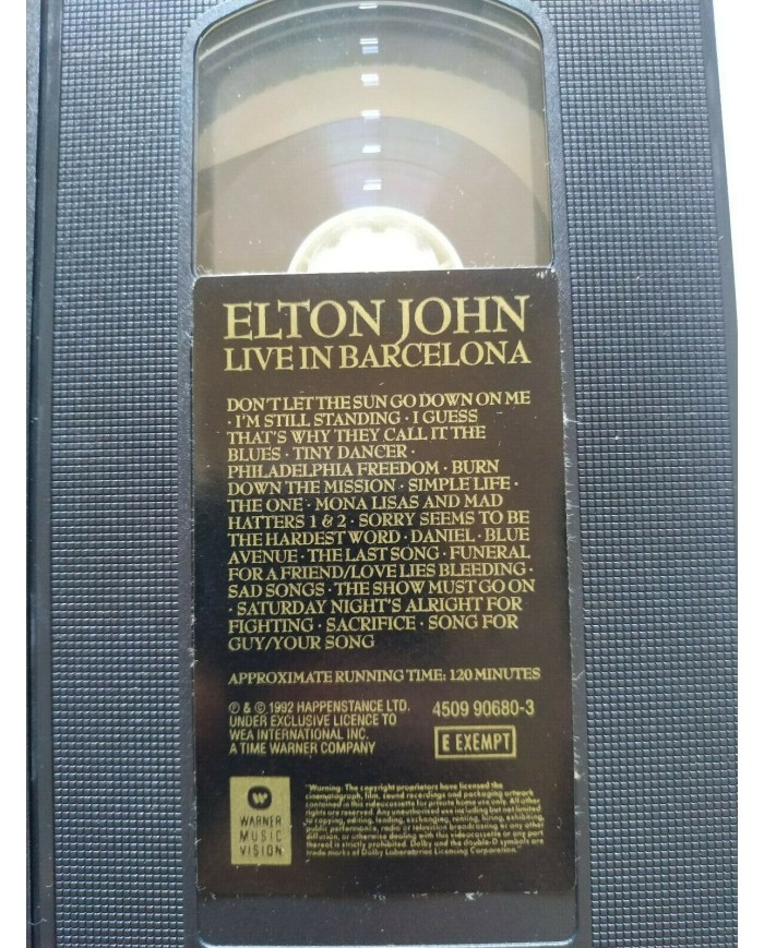 ELTON JOHN LIVE IN BARCELONA 1992 Warner - VHS Tape Am