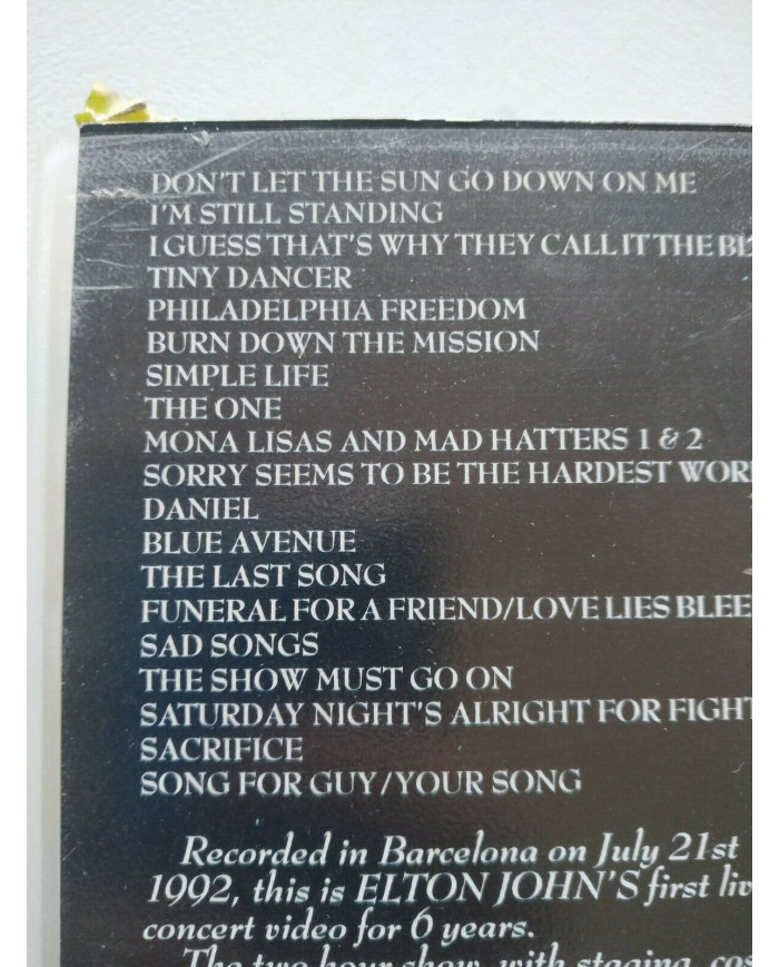 ELTON JOHN LIVE IN BARCELONA 1992 Warner - VHS Tape Am