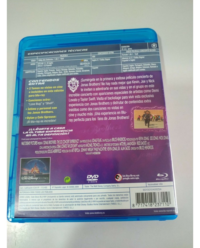JONAS BROTHERS THE CONCERT EXPERIENCE BLU-RAY WALT DISNEY CASTELLANO E INGLES AM