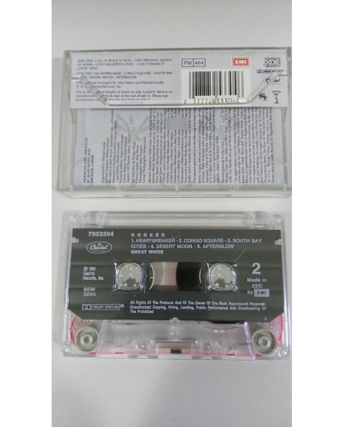 GREAT WHITE HOOKED CASSETTE TAPE CINTA CAPITOL EU EDITION 1991 Am