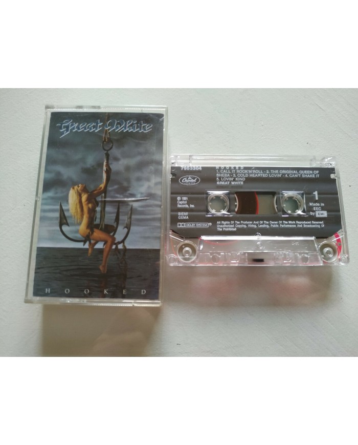 GREAT WHITE HOOKED CASSETTE TAPE CINTA CAPITOL EU EDITION 1991 Am