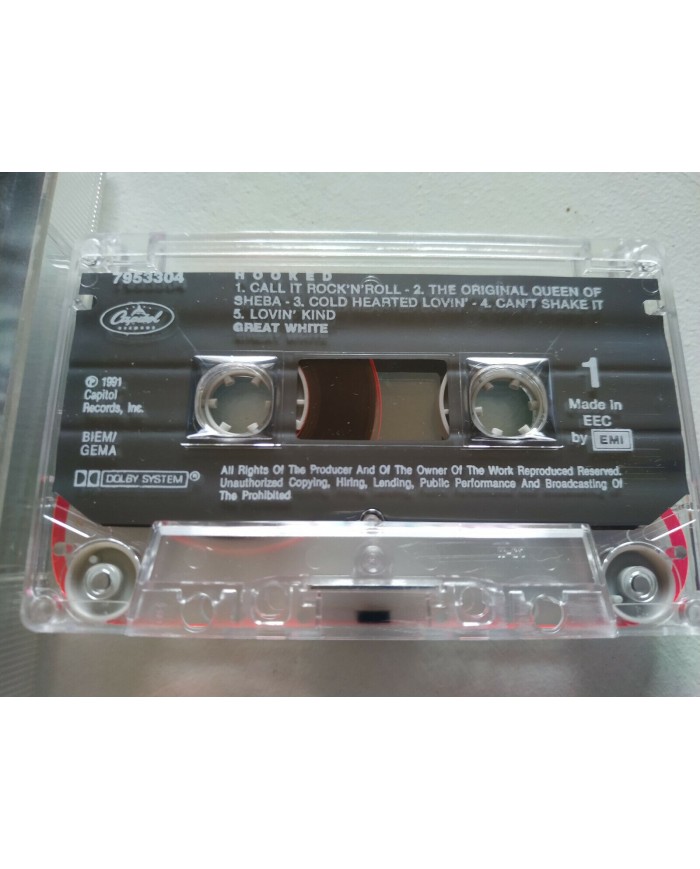 GREAT WHITE HOOKED CASSETTE TAPE CINTA CAPITOL EU EDITION 1991 Am