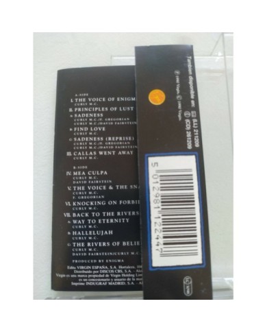 ENIGMA MCMXC A.D. CASSETTE TAPE SPANISH EDITION 1990 VIRGIN 411209 Am