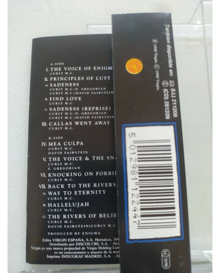 ENIGMA MCMXC A.D. CASSETTE TAPE SPANISH EDITION 1990 VIRGIN 411209 Am