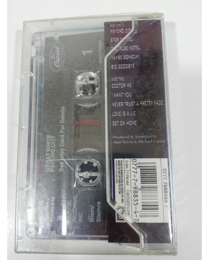 GREAT WHITE PSYCHO CITY 1992 CASSETTE TAPE CAPITOL HOLLAND EDITION NEW NUEVA Am