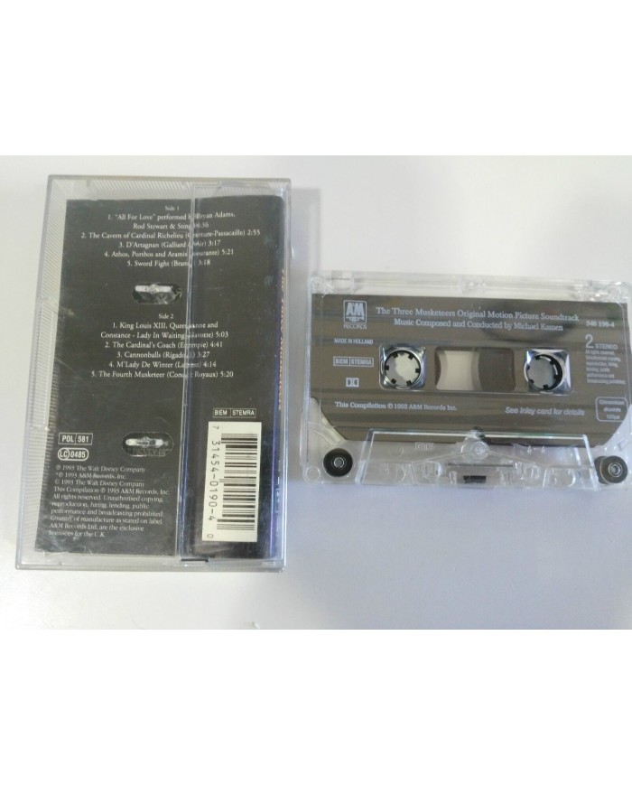 THE THREE MUSKETEERS SOUNDTRACK CASSETTE TAPE CINTA A&M 1993 HOLLAND EDITION Am