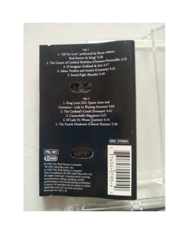 THE THREE MUSKETEERS SOUNDTRACK CASSETTE TAPE CINTA A&M 1993 HOLLAND EDITION Am