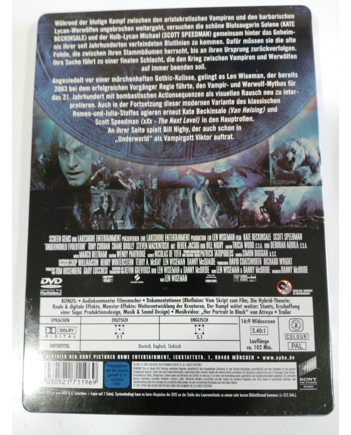 UNDERWORLD EVOLUTION DVD STEELBOOK ENGLISH DEUTSCH GERMAN ED KATE BECKINSALE AM