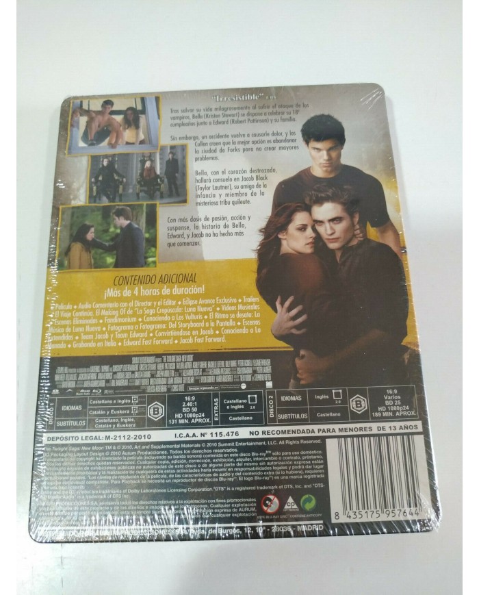 CREPUSCULO TWILIGHT LUNA NUEVA 2 BLU-RAY Ed Coleccionista STEELBOOK Nueva - 3T