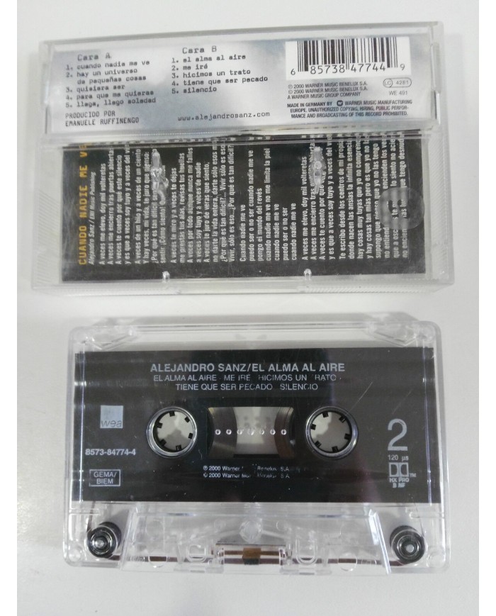 ALEJANDRO SANZ El Alma Al Aire 2000 WEA German Press - Cinta Tape Cassette 3T