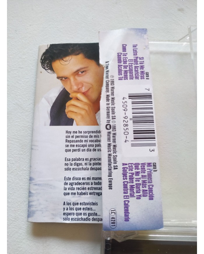 ALEJANDRO SANZ SI TU ME MIRAS 1993 CINTA TAPE CASSETTE GERMAN EDITION WEA 3T