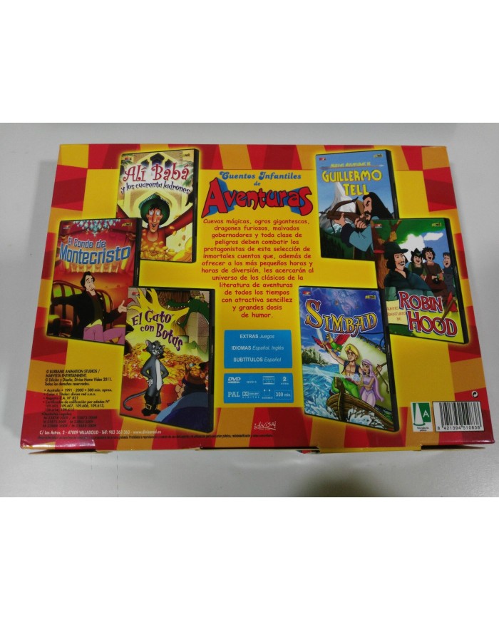 CUENTOS INFANTILES DE AVENTURAS 6 DVD EN CAJA GRANDE ALI BABA SIMBAD